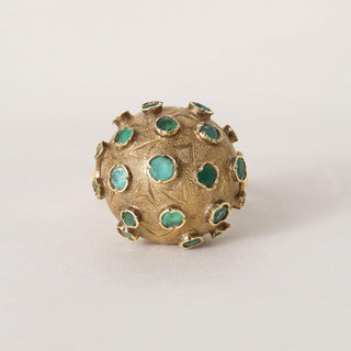 Vintage 18K Gold Emerald Sputnik Ring