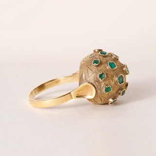 Vintage 18K Gold Emerald Sputnik Ring