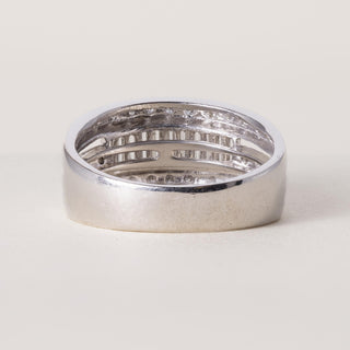 Platinum 1 Carat Baguette and Round Brilliant Diamond Three Row Band