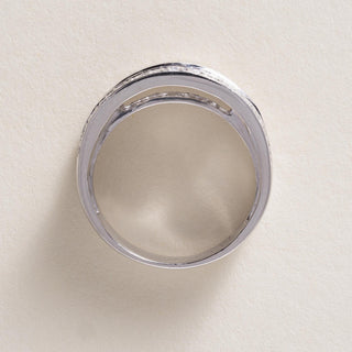 Platinum 1 Carat Baguette and Round Brilliant Diamond Three Row Band