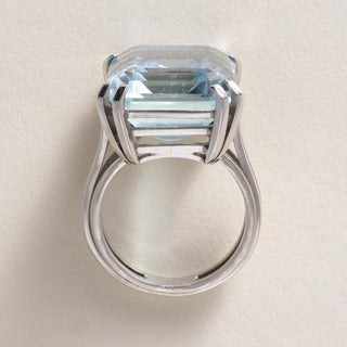 Vintage 18K Gold 12 Carat Emerald Cut Aquamarine Ring