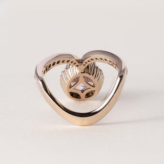 18K Rose Gold Morganite Oval Cut and Pave Diamond Ring