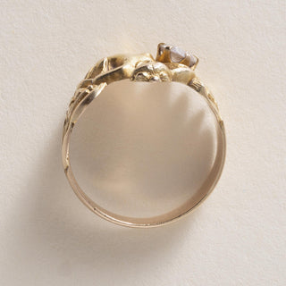 Art Nouveau 14K Diamond Lady Nymph Floral Ring