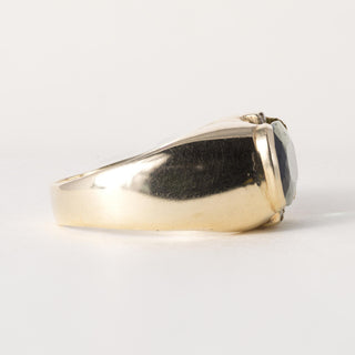 Vintage 18K Gold Green Tourmaline Elongated Cushion and Diamond Ring