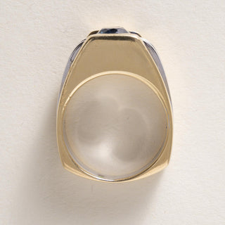 Vintage 14K Gold1.35 Carat Montana Sapphire and Princess Cut Diamond Ring