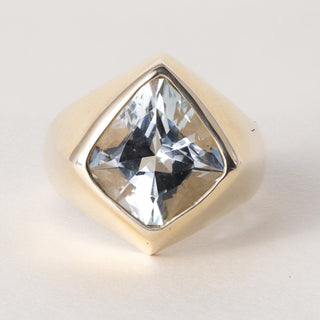 Vintage 14K Gold 6 Carat Kite Cut Aquamarine Signet Ring