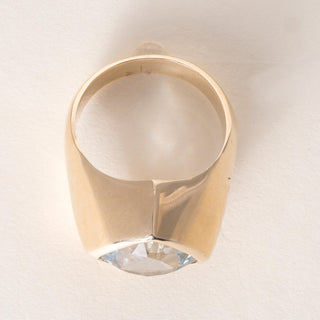 Vintage 14K Gold 6 Carat Kite Cut Aquamarine Signet Ring