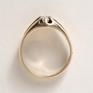 Victorian 18K Gold 0.50 Carat Old Mine Cut Cushion Diamond Belcher Ring