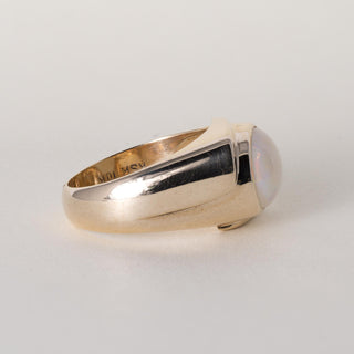 Vintage 10K Yellow Gold 3 Carat Australian Opal Bezel Set Ring