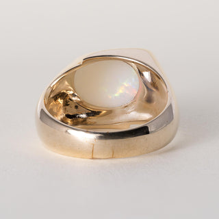 Vintage 10K Yellow Gold 3 Carat Australian Opal Bezel Set Ring