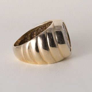 Vintage 14K Gold Augusta Caesar Roman Coin Wide Band Ring