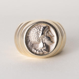 Vintage 14K Gold Augusta Caesar Roman Coin Wide Band Ring