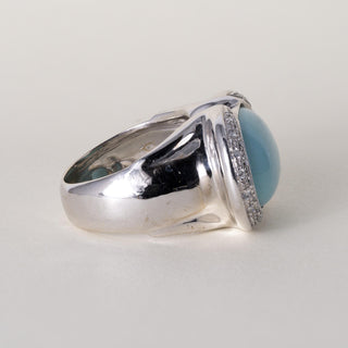 18K Italian Gold Rajola Turquoise & Diamond Cocktail Ring