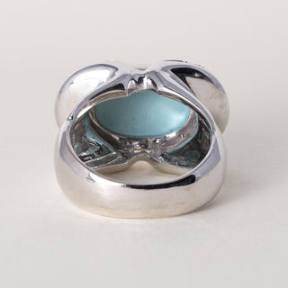 18K Italian Gold Rajola Turquoise & Diamond Cocktail Ring