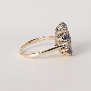 Vintage 14K Gold 1.70 Carats Montana Sapphire and Old European Cut Diamond Ring