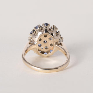 Vintage 14K Gold 1.70 Carats Montana Sapphire and Old European Cut Diamond Ring