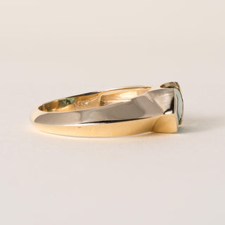 18K Gold 0.96 Carat Emerald Lozenge Cut Half Bezel Ring