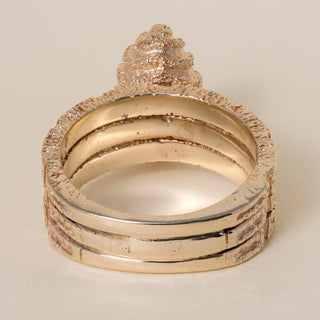 Vintage 14K Gold Marquise Diamond Black Enamel Chunky Navette Ring