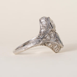 J.E Caldwell Sapphire & 1.10ct Old European Cut Diamond Art Deco Platinum Ring