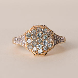 Estate 14K Gold Green Spinel and Diamond Cluster Ring