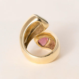 Vintage Italian 18K Gold 5 Carats Rubellite and Green Tourmaline Wrap Ring