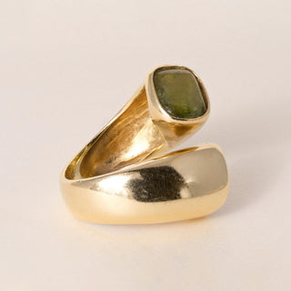 Vintage Italian 18K Gold 5 Carats Rubellite and Green Tourmaline Wrap Ring