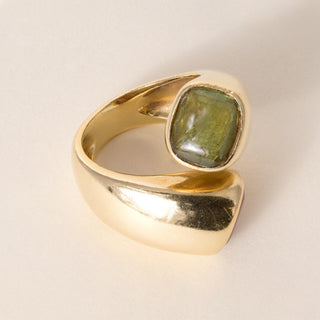 Vintage Italian 18K Gold 5 Carats Rubellite and Green Tourmaline Wrap Ring