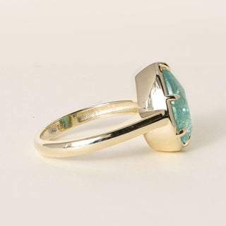 18K Yellow Gold 5.01 Carat Paraiba Pear Shape GIA Solitaire Ring