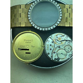 Vintage 1970s Ladies Piaget 18K Yellow Gold Diamond Bezel Watch