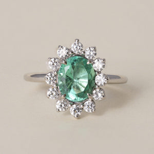 Estate 18K Gold 1.20 Carat Natural Emerald GIA Certified Diamond Halo Ring