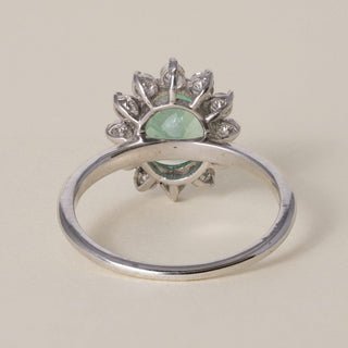 Estate 18K Gold 1.20 Carat Natural Emerald GIA Certified Diamond Halo Ring