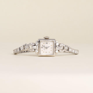 Art Deco Hamilton 1.50 Carats Diamond Ladies Wristwatch 14K Gold