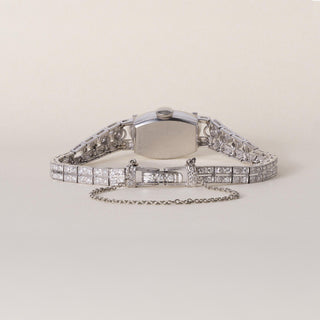 Vintage Platinum Hamilton 3 Carats Diamond Ladies Cocktail Watch