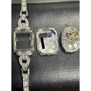 Art Deco Hamilton 1.50 Carats Diamond Ladies Wristwatch 14K Gold