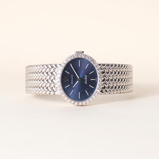 Vintage Rolex Orchid ladies Blue Face Diamond Cocktail Watch 18K Gold
