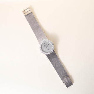 Vintage Rolex Cellini 18K White Gold 2.50 Carats Diamond Set Oval Wristwatch