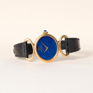 Vintage Baume & Mercier Ladies Lapis Lazuli Dial Wristwatch 18K yellow gold