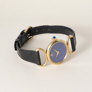 Vintage Baume & Mercier Ladies Lapis Lazuli Dial Wristwatch 18K yellow gold