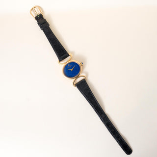 Vintage Baume & Mercier Ladies Lapis Lazuli Dial Wristwatch 18K yellow gold