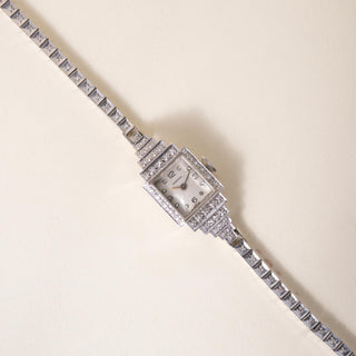 Art Deco Blancpain 1 carat Diamond Ladies Cocktail Watch 14K White Gold