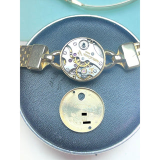 Vintage 1950 Cartier Paris 14K Yellow Gold Brick-Link Bracelet Watch