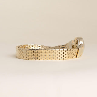 Vintage 1950 Cartier Paris 14K Yellow Gold Brick-Link Bracelet Watch