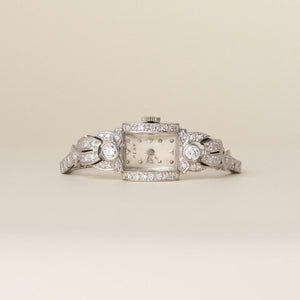 Vintage 1950s Art Deco Pery Platinum Diamond Cocktail Watch