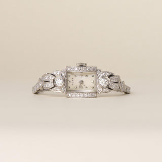 Vintage 1950s Art Deco Pery Platinum Diamond Cocktail Watch