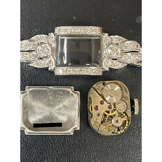 Vintage 1950s Art Deco Pery Platinum Diamond Cocktail Watch