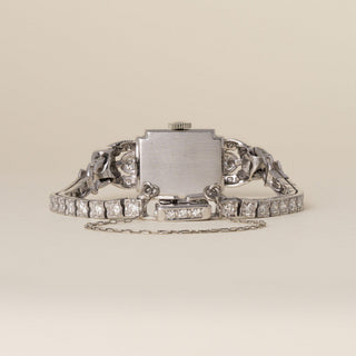 Vintage 1950s Art Deco Pery Platinum Diamond Cocktail Watch