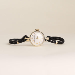 Vintage 14K Tiffany & Co. Circle Dial Brown Nylon Bracelet Watch