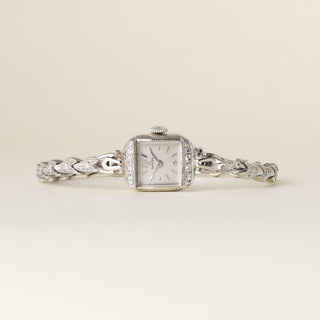 Art Deco Vintage 1960s Omega 14K White Gold Diamond Cocktail Watch
