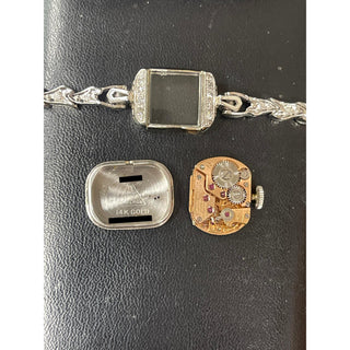 Art Deco Vintage 1960s Omega 14K White Gold Diamond Cocktail Watch