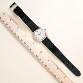 Vintage Rolex Oyster Speed King Stainless Steel Black Leather Strap Watch